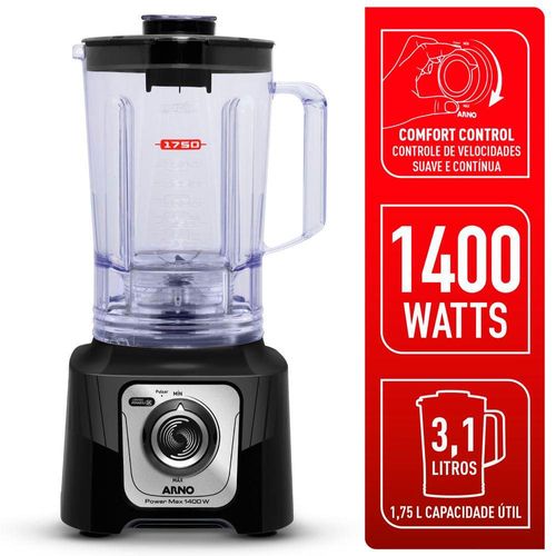 Liquidificador Arno Power Max LN65 Comfort Control 15 Velocidades 1400W - Preto 110V