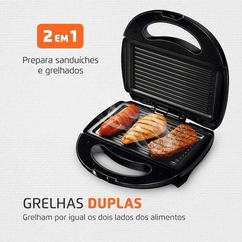 Sanduicheira Fast Grill e Sandwich Mondial S-12 750W - Preta 110V