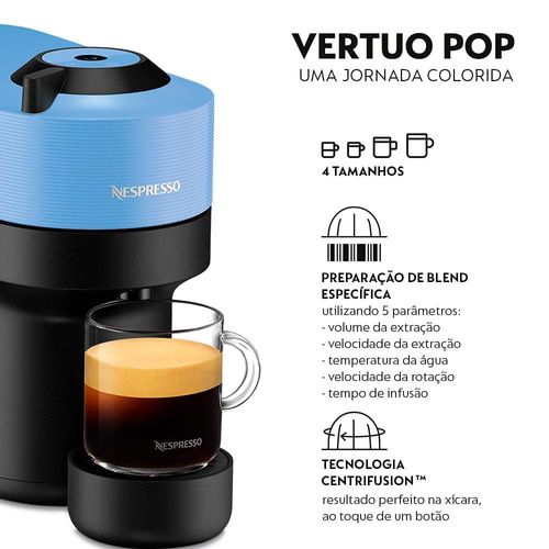 Máquina de Café Nespresso Vertuo Pop com Kit Boas-Vindas – Azul Pacífico 110V