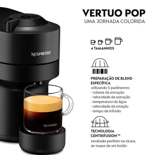 Máquina de Café Nespresso Vertuo Pop com Kit Boas-Vindas – Preta 110V