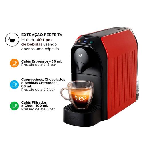 Cafeteira Espresso TRES Passione Multibebidas - Vermelha 220V