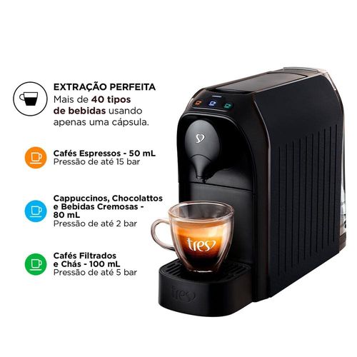 Cafeteira Espresso TRES Passione Multibebidas - Preta 220V