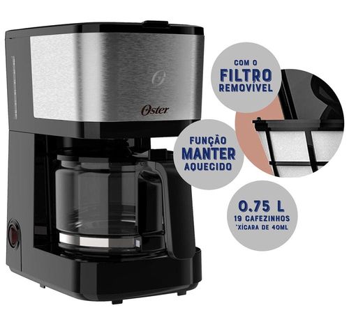 Cafeteira Elétrica Oster OCAF300 19 Xícaras - Preta/Inox 220V