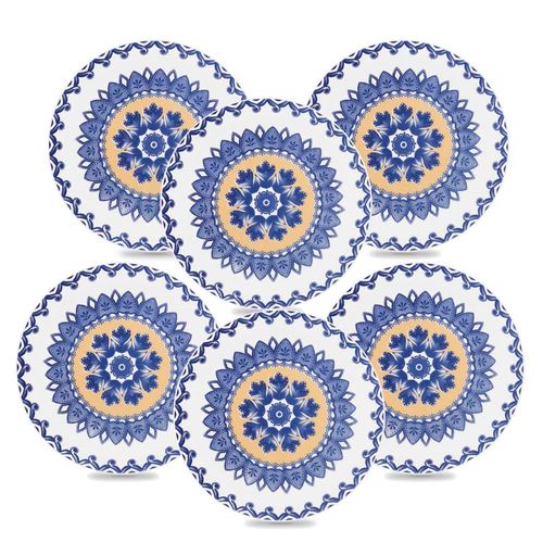 Conjunto de Pratos para Sobremesa Oxford La Carreta em Cerâmica 20cm – 6 Peças