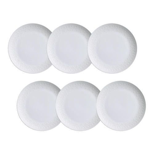 Conjunto de Pratos Rasos Porto Brasil Agra Branco – 6 Peças ..