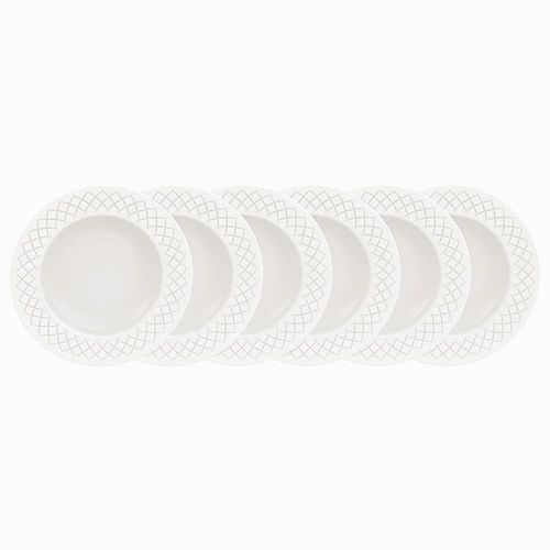 Conjunto com 6 Pratos Fundos Tramontina Ingrid em Porcelana 23 cm - Branco