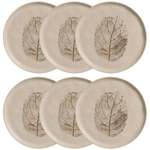 Conjunto com 6 Pratos Rasos Porto Brasil Bio Outono em Stoneware 27,5 cm – Cinza