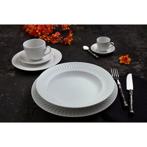 Conjunto de Pratos Fundos Germer Diamante em Porcelana Branco – 6 Peças