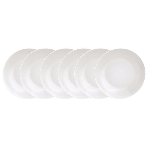 Conjunto com 6 Pratos Fundos Tramontina Leonora em Porcelana 21 cm - Branco