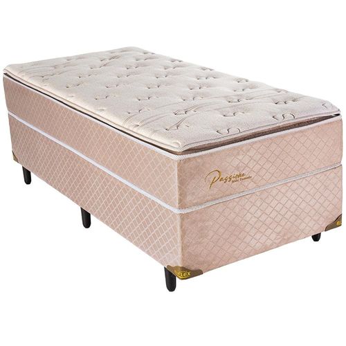 Cama Box Solteiro Biflex Passione com Pillow Top e Molas Ensacadas 72 x 88 x 188cm - Areia