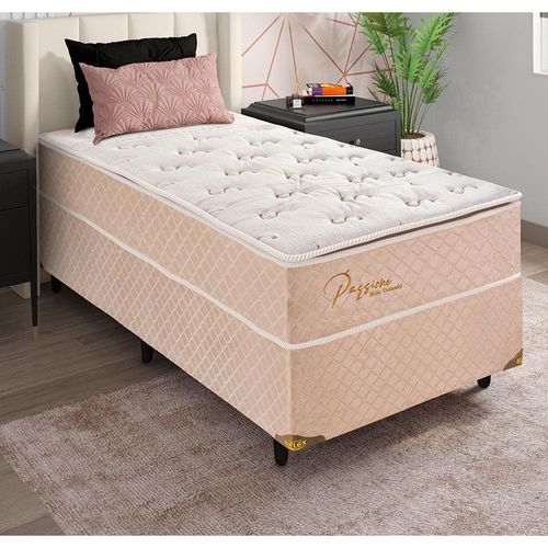 Cama Box Solteiro Biflex Passione com Pillow Top e Molas Ensacadas 72 x 88 x 188cm - Areia