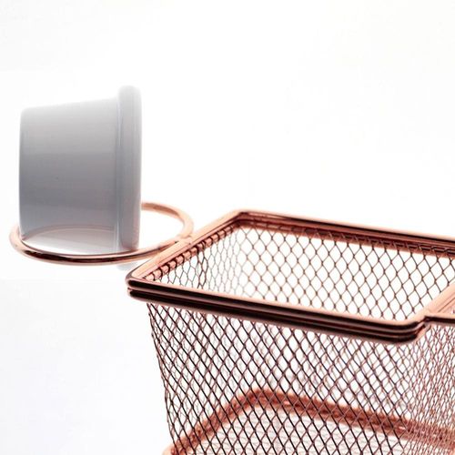 Mini Cesta Retangular Dynasty em Aço Inox com Molheira - Rosé