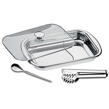 Conjunto de Travessa, Pegador e Colher Tramontina em Inox - 3 Peças