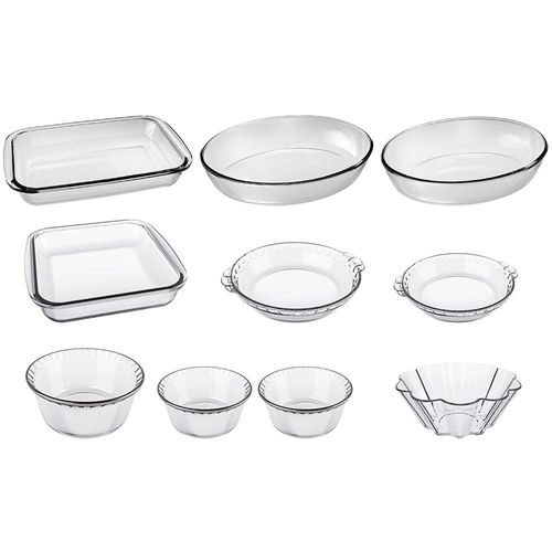 Conjunto de Travessas Refratárias Marinex em Vidro - 10 Peças