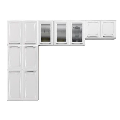 Cozinha Completa Itatiaia Diamante com 13 Portas e 4 Gavetas - 245cm de largura Branco/Preto