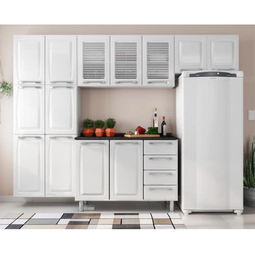 Cozinha Completa Itatiaia Diamante com 13 Portas e 4 Gavetas - 245cm de largura Branco