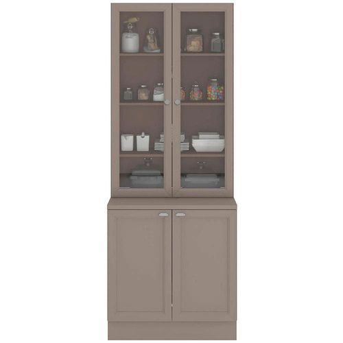 Cozinha Completa Poliman Unna com 12 Portas, 2 Gavetas e 7 Prateleiras - 270cm de largura Fumê