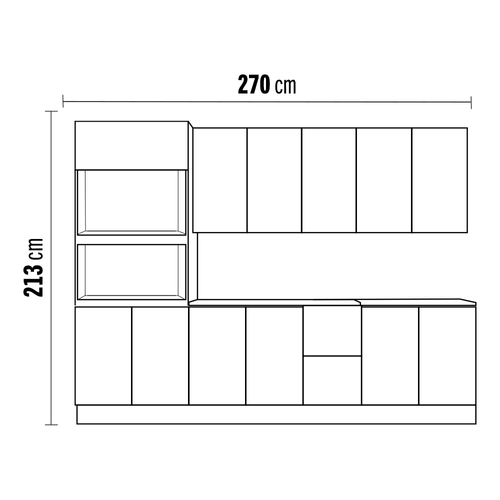 Cozinha Completa Poliman Unna com 6 Peças, 12 Portas, 5 Prateleiras e Balcão + Pia Ghelplus King com Válvula - 120x53cm Fumê