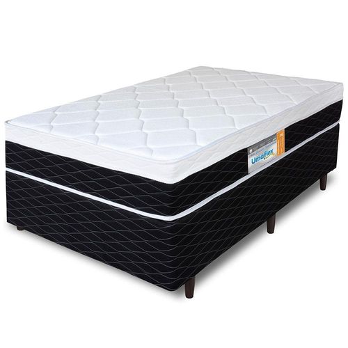 Cama Box de Solteiro Umaflex + Colchão de Solteiro Umaflex Fascinium com Molas Ensacadas 67x88x188 cm - Preto/Branco