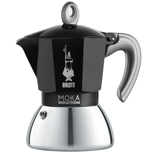 Cafeteira Italiana Bialetti Moka Induction em Alumínio 4 Xícaras – Preta