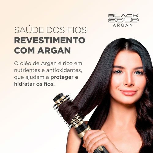 Escova Rotativa Mondial Argan ER-11 1000W - Black Gold 220v