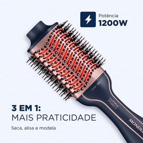 Escova Secadora Mondial Infrared ES-01 1200W Azul/Rose - Bivolt