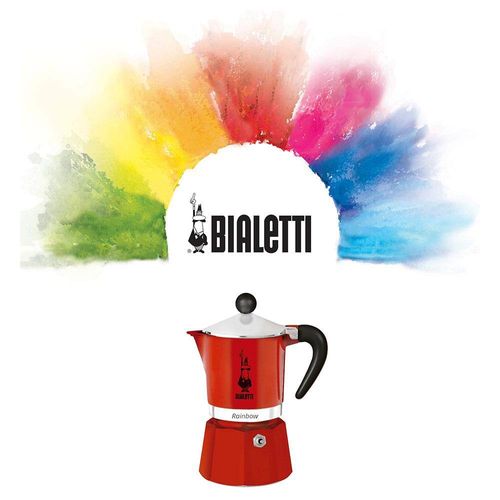 Cafeteira Italiana Bialetti Rainbow em Alumínio 3 Xícaras - Vermelha