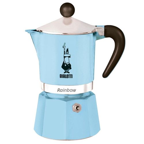 Cafeteira Italiana Bialetti Rainbow em Alumínio 3 Xícaras – Azul Clara