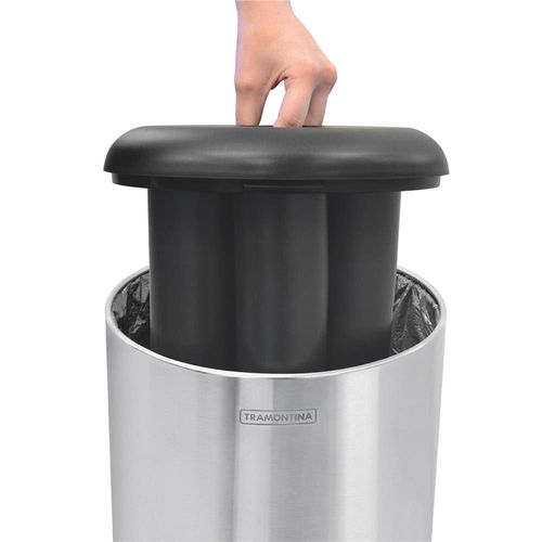 Lixeira Tramontina com Porta Copos em Aço Inox e Polipropileno – 31 L
