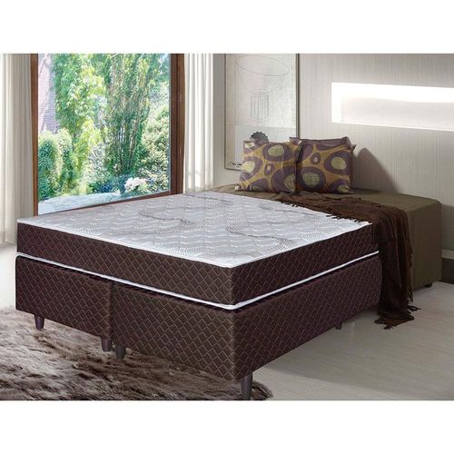 Cama Box Queen Size Umaflex Orleans com Molas Ensacadas 58x158x198cm - Marrom/Branco