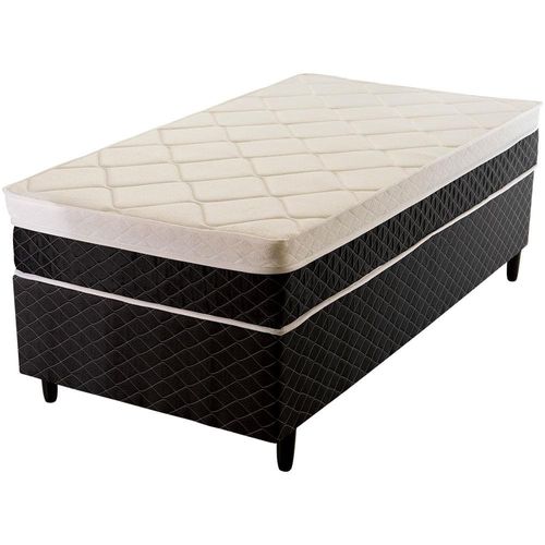 Cama Box de Solteiro Hellen Palermo com Molas Ensacadas e Revestimento em Tecido Jacquard 62x88x188cm - Preto/Branco