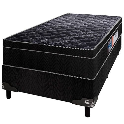 Cama Box de Solteiro Portobel + Colchão de Solteiro Portobel Diplomata Orthopedic com Espuma D-45 65x88x188 cm - Preto