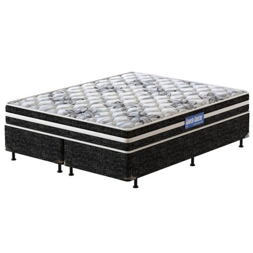 Cama Box Queen Size Probel Guarda Costas Premium Hiper Firme Espuma D20, 28 e 40 60x158x198cm - Branco/Preto