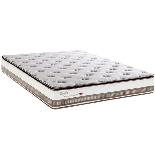 Cama Box Queen Size Herval Royale com Pillow Inn, Molas Ensacadas 55x158x198 cm - Branco/Bege