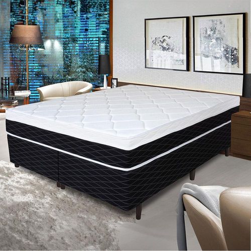Cama Box Queen Size Umaflex Fascinium com Molas Ensacadas 71x158x198 cm - Preto/Branco
