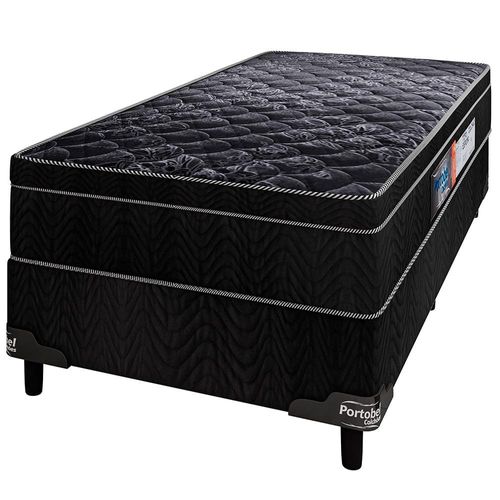 Cama Box de Solteiro Portobel + Colchão de Solteiro Portobel Diplomata Orthopedic com Espuma D-33 65x88x188 cm - Preto