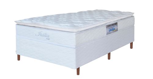 Cama Box Solteiro Umaflex Itália com Pillow Top e Molas Ensacadas 71x96x205 cm - Branco