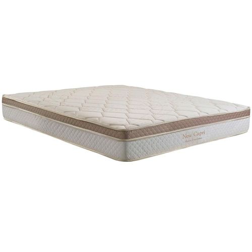 Cama Box Queen Size Herval New Capri com Euro Pillow, Molas Ensacadas 54x158x198 cm - Branco/Marrom/Bege