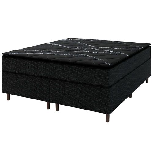 Cama Box Queen Size Umaflex New Itália Black com Molas Ensacadas, Revestimento em Jacquard e Pillow Top D26 158 cm de largura - Preto