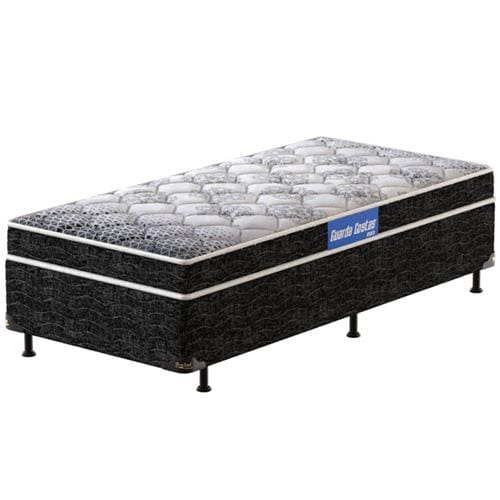 Cama Box de Solteiro Probel Guarda Costas Espuma D23 52x88x188cm - Branco/Preto
