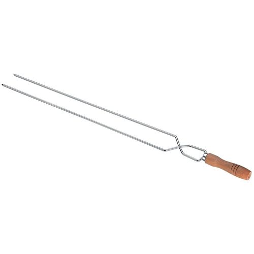 Conjunto de Espetos Simples e Duplo Utimil em Aço Inox, Aço Cromado e Madeira – 4 Peças