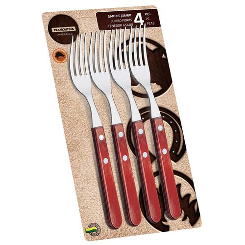 Conjunto de Garfos para Churrasco Tramontina Jumbo 21199797 Vermelho - 4 peças