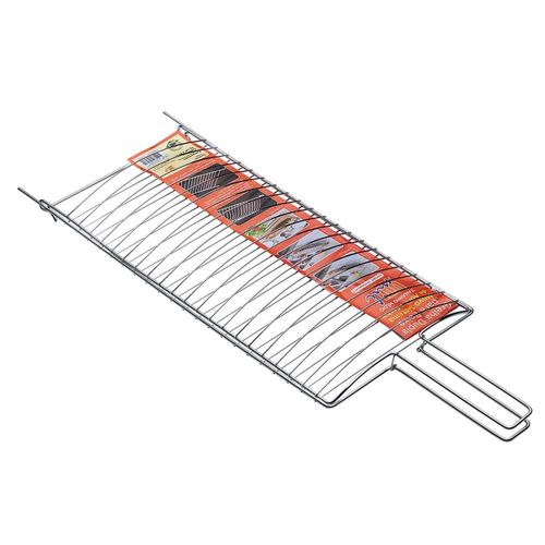Conjunto de Grelha para Peixe e Espetos Simples Utimil em Aço Cromado, Aço Inox e Madeira – 3 Peças