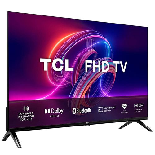 Smart TV LED 43" FHD TCL S5400A com Android TV, Wi-Fi, Bluetooth, Controle Remoto com Comando de Voz, Google Assistente e Chromecast integrado