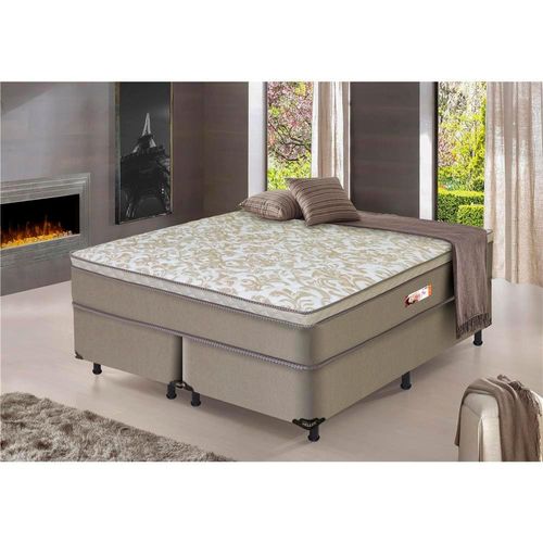Cama Box King Size Hellen Alpha com EuroPillow e Molas Ensacadas 60x193x203 cm - Bege