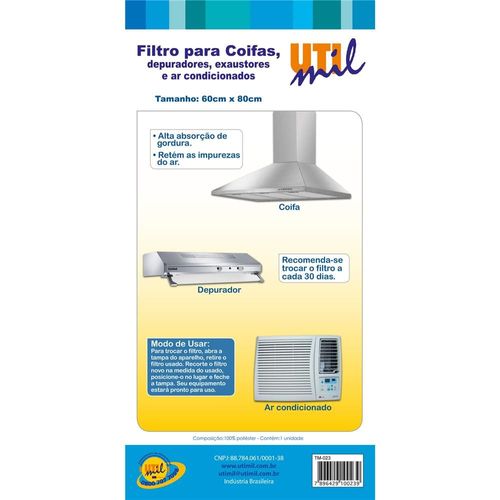 Filtro para Coifa, Depuradores e Ar Condicionado Utimil TM 023
