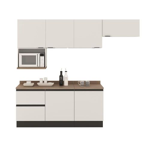 Cozinha Completa Bartira Linea 6 Portas, 3 Gavetas e Nicho - 260cm de largura Branco