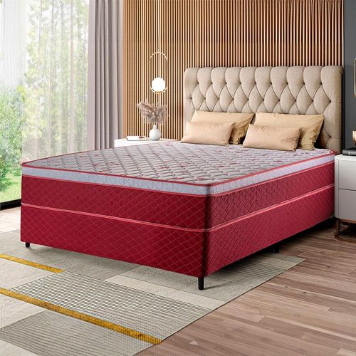 Cama Box de Casal Hellen Strong One Face Espuma D45 62x138x188cm - Vermelho/Branco