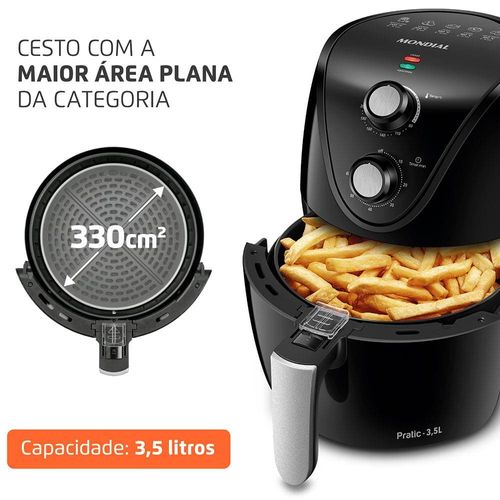 Fritadeira Elétrica Sem Óleo Air Fryer Mondial New Pratic AF31 3,5 L – Preto 220V