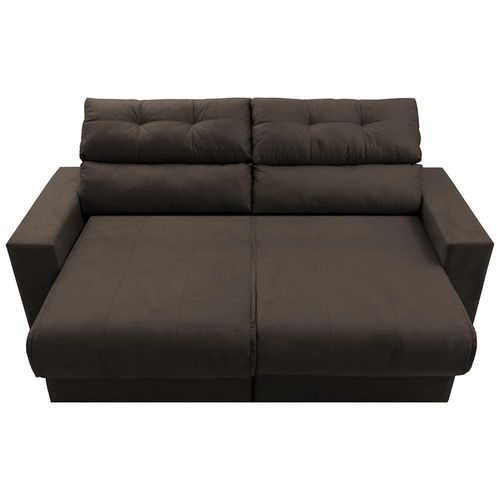 Sofá 3 lugares Cama Inbox Clean com assento Retrátil e encosto Reclinável em tecido Velusoft com 190 cm de largura Café